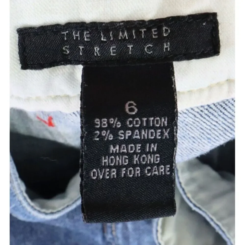 The Limited Capri Jeans Cuffed Womens Size 6 Blue‎ Faded Stretch Denim Low Rise